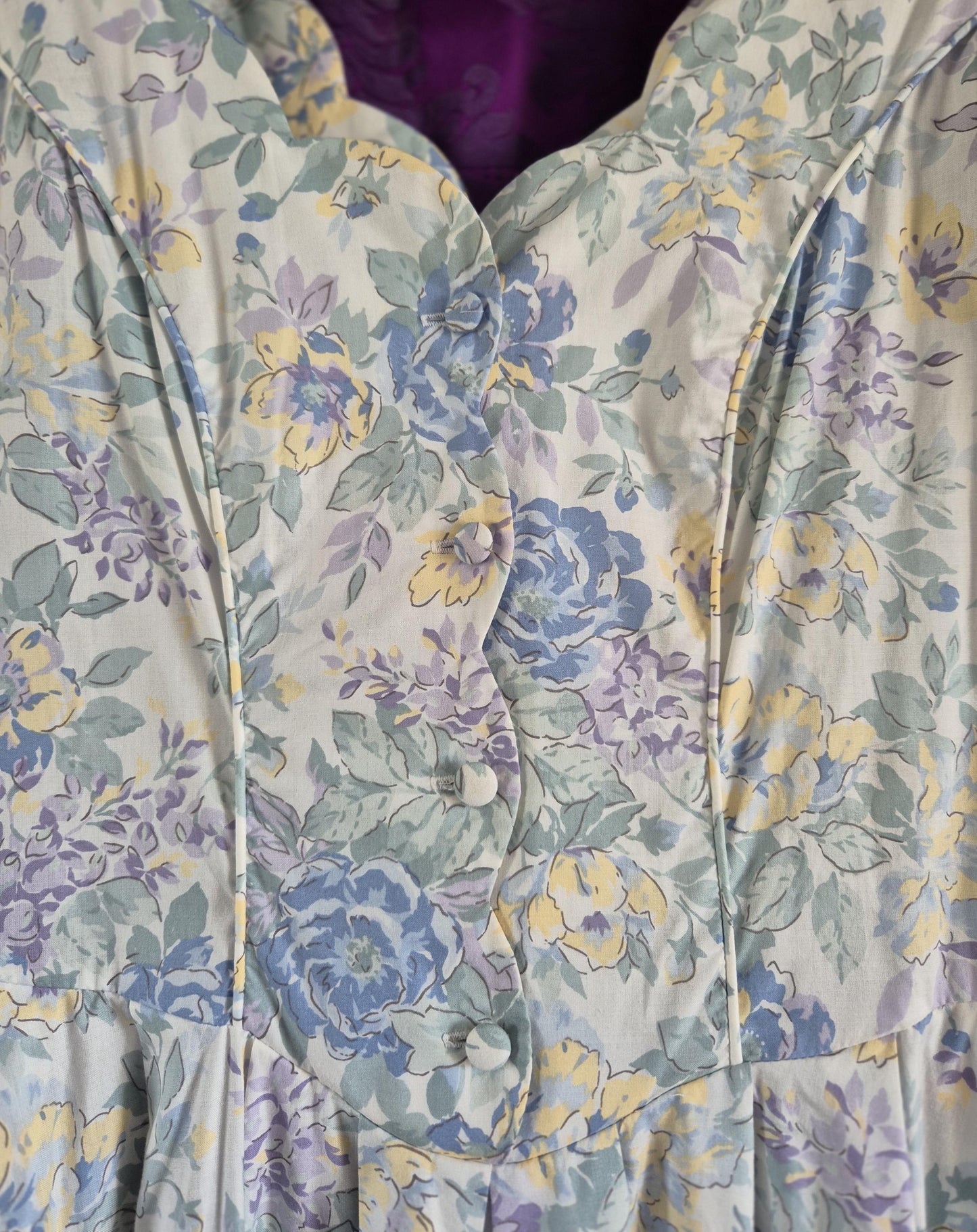 Vintage Laura Ashley Blue Floral Cotton Dress