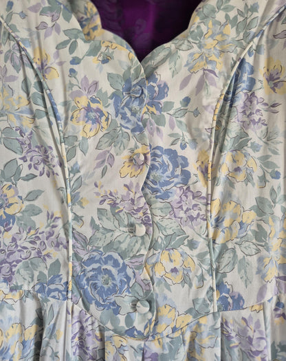 Vintage Laura Ashley Blue Floral Cotton Dress