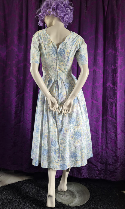 Vintage Laura Ashley Blue Floral Cotton Dress