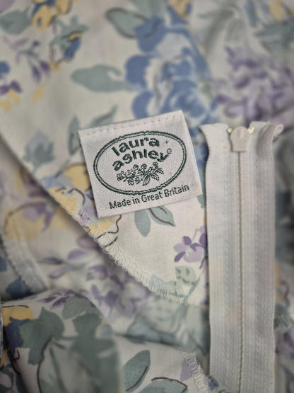 Vintage Laura Ashley Blue Floral Cotton Dress