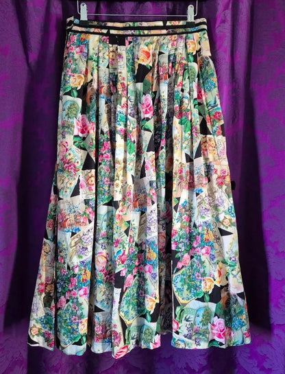 Vintage Hagro Trachten Floral Postcards Collage Skirt