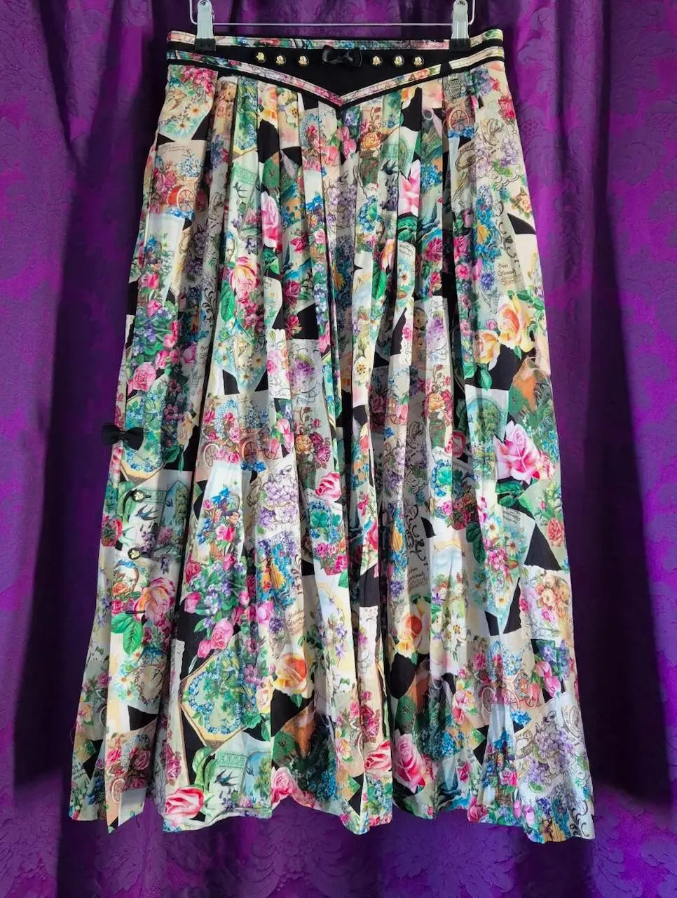 Vintage Hagro Trachten Floral Postcards Collage Skirt