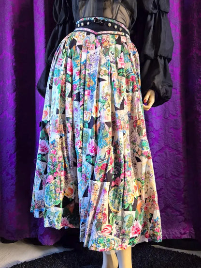 Vintage Hagro Trachten Floral Postcards Collage Skirt