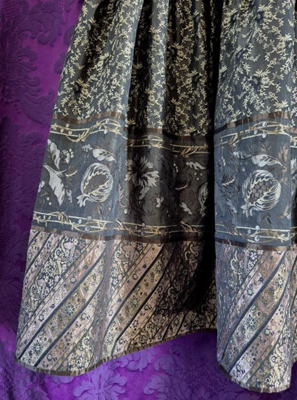 Gai Mattiolo Silk Brocade Drop Waist Party Dress