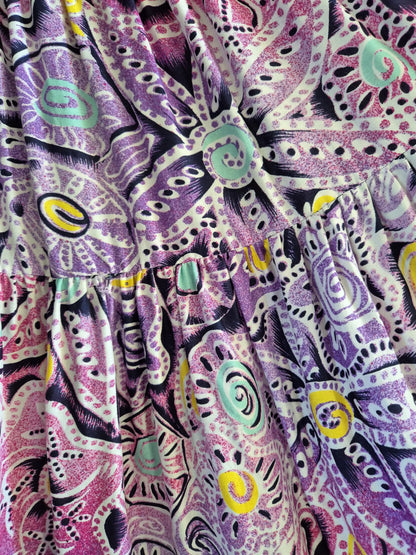 Vintage Zandra Rhodes Postmodern Print Prairie Dress