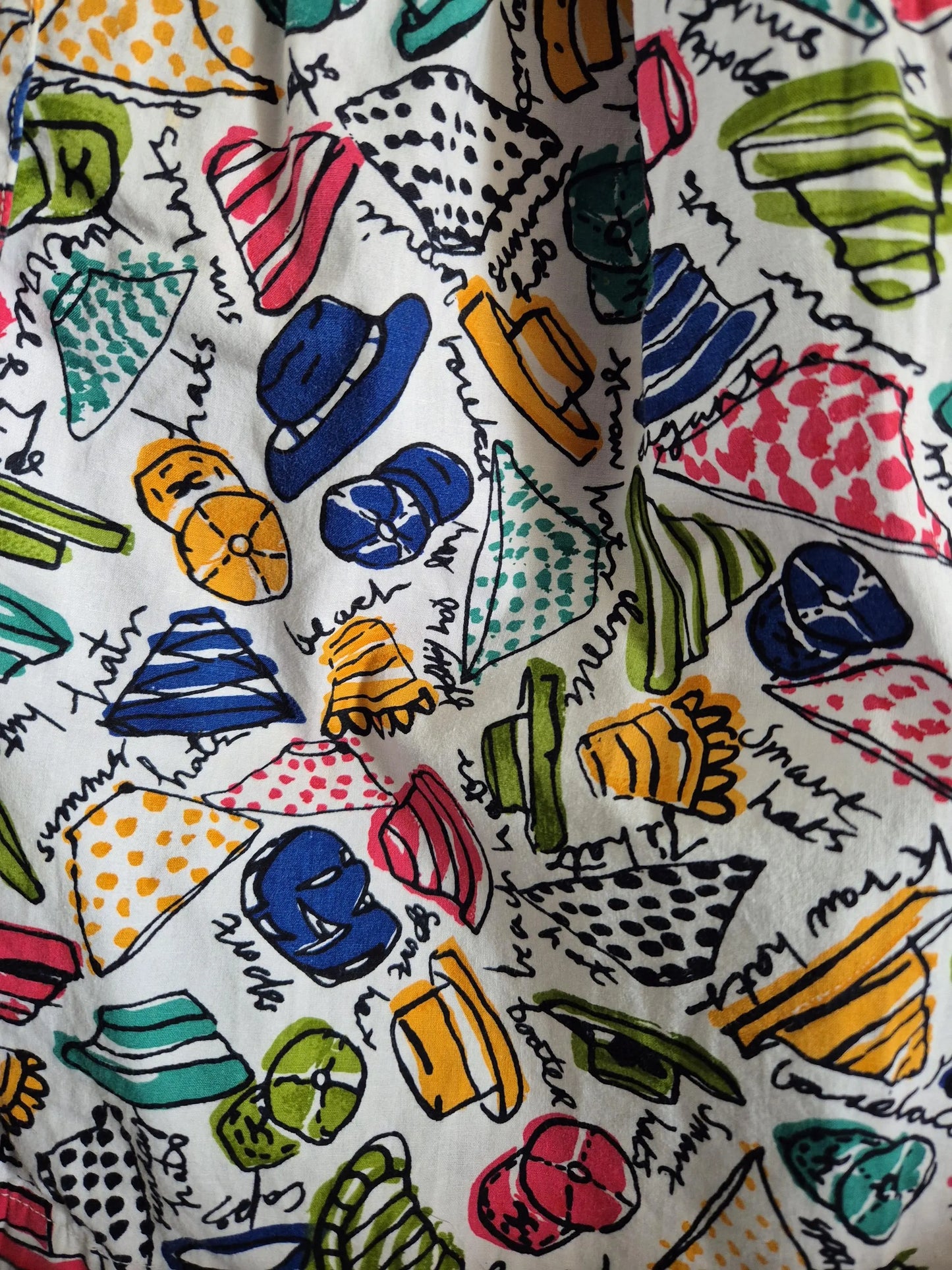 Vintage 1990s Cotton Hats Print Fit & Flare Sundress