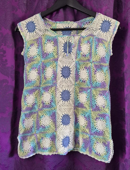 Vintage Hand Crocheted Pastel Boho Blouse