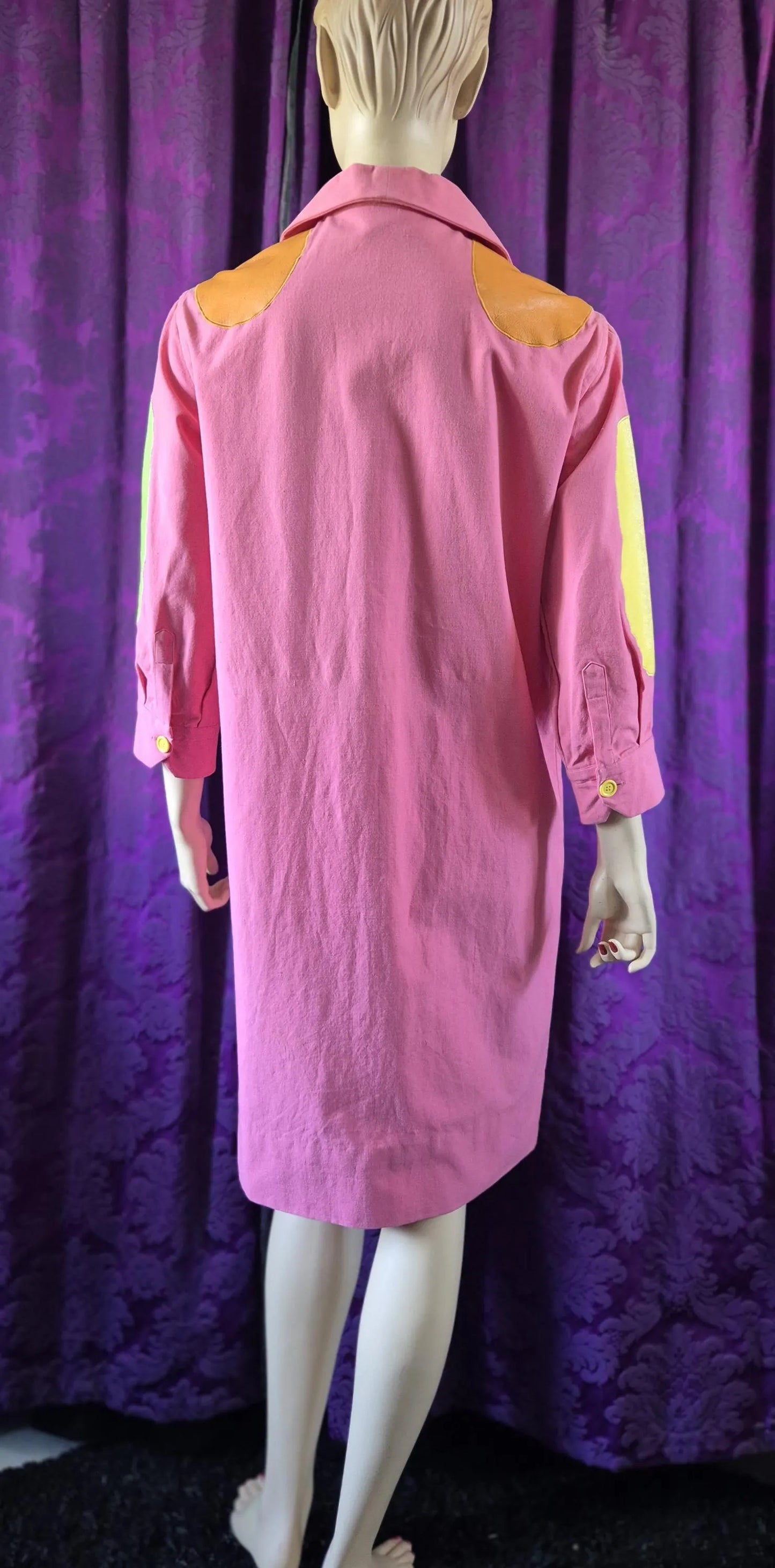 Vintage 1960s Lydia De Roma Pink Canvas & Leather Coat Dress