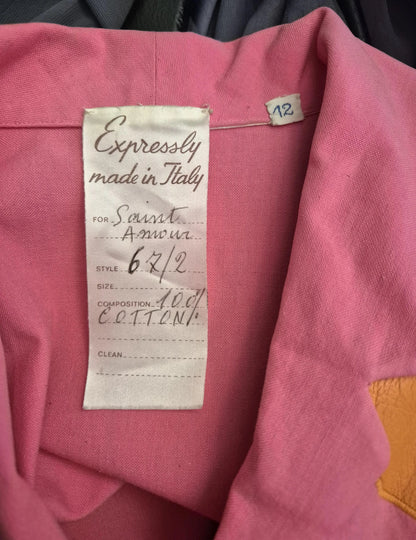 Vintage 1960s Lydia De Roma Pink Canvas & Leather Coat Dress