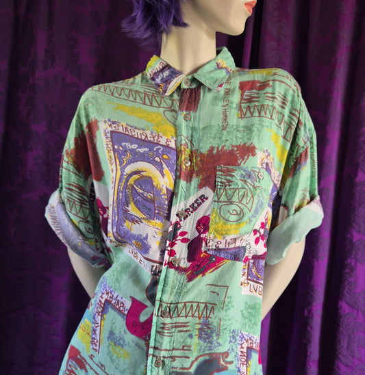 Vintage 1990s Charlie Parker Art Print Summer Shirt