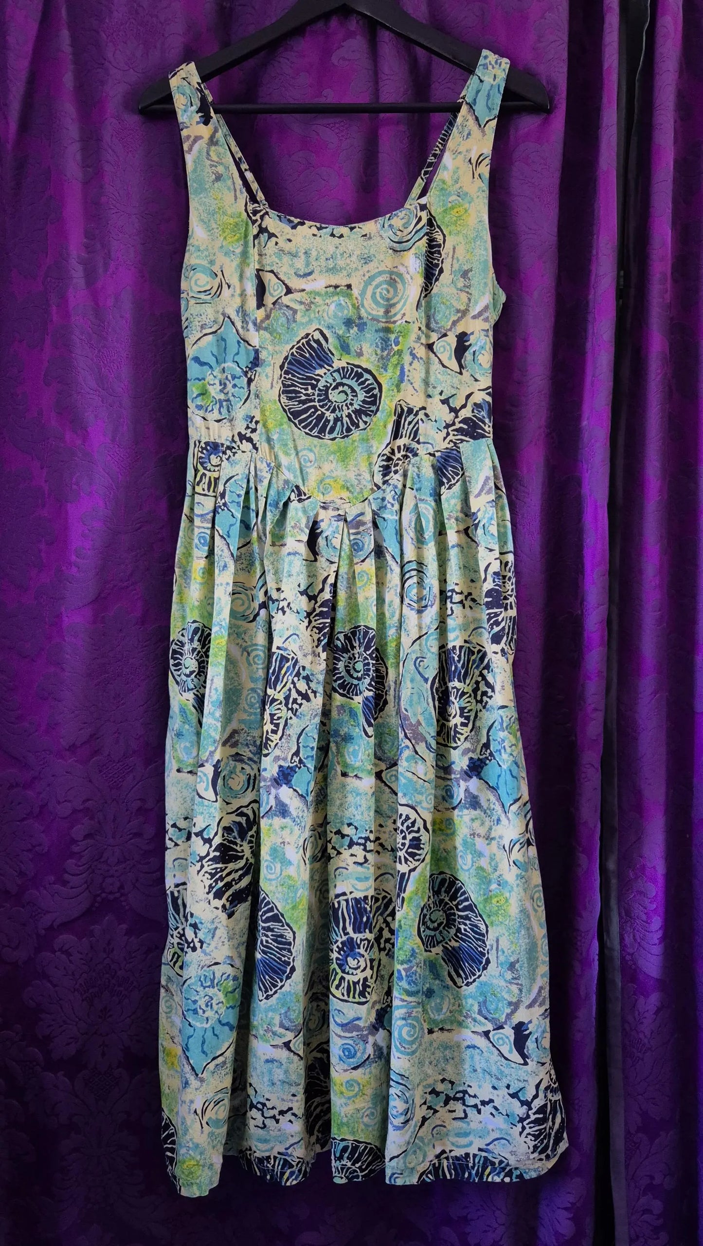Vintage 1990s Shell Motif Batik Print Sundress