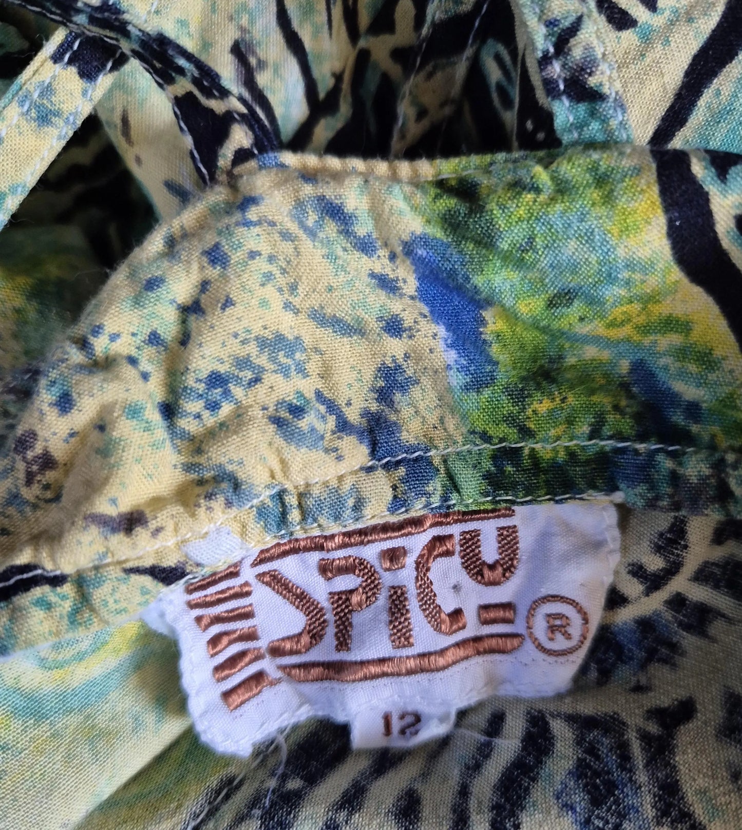 Vintage 1990s Shell Motif Batik Print Sundress