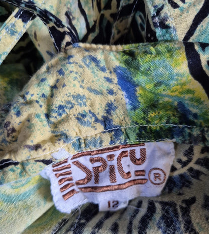 Vintage 1990s Shell Motif Batik Print Sundress