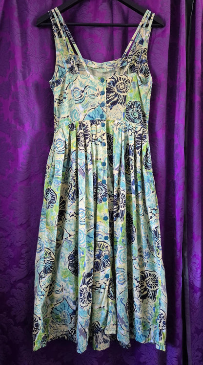 Vintage 1990s Shell Motif Batik Print Sundress