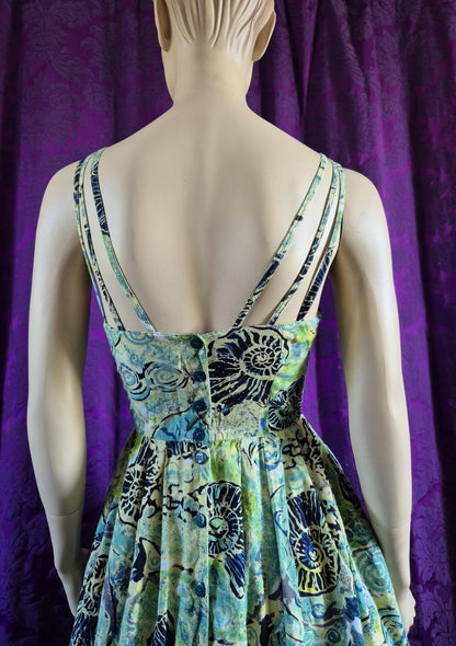 Vintage 1990s Shell Motif Batik Print Sundress