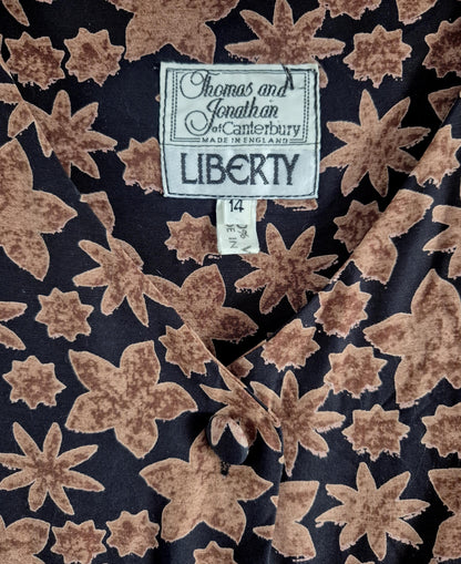 Vintage LIBERTY of London Leaf Print Rayon Tunic Dress