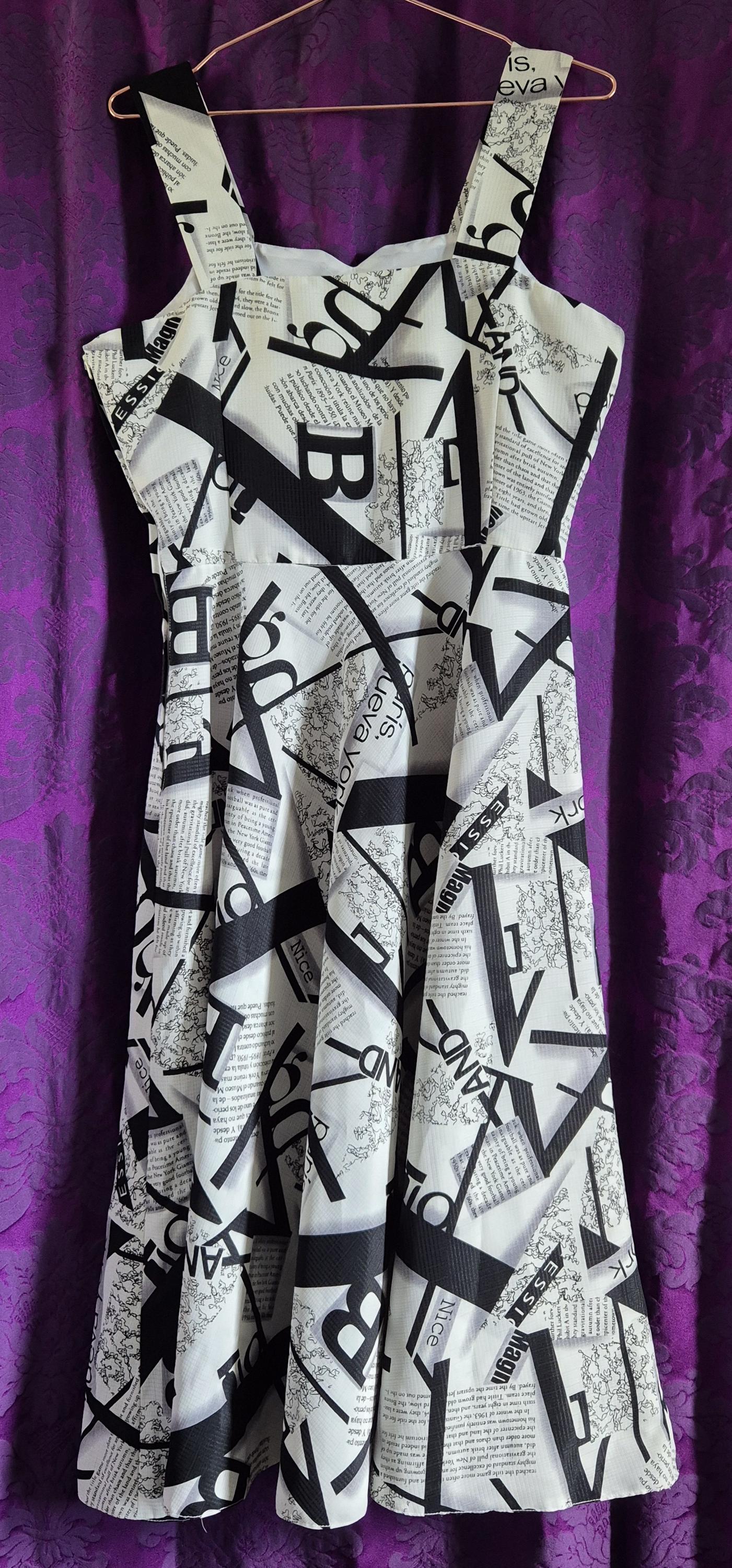 Newspaper Print Y2K Fit and Flare Dress