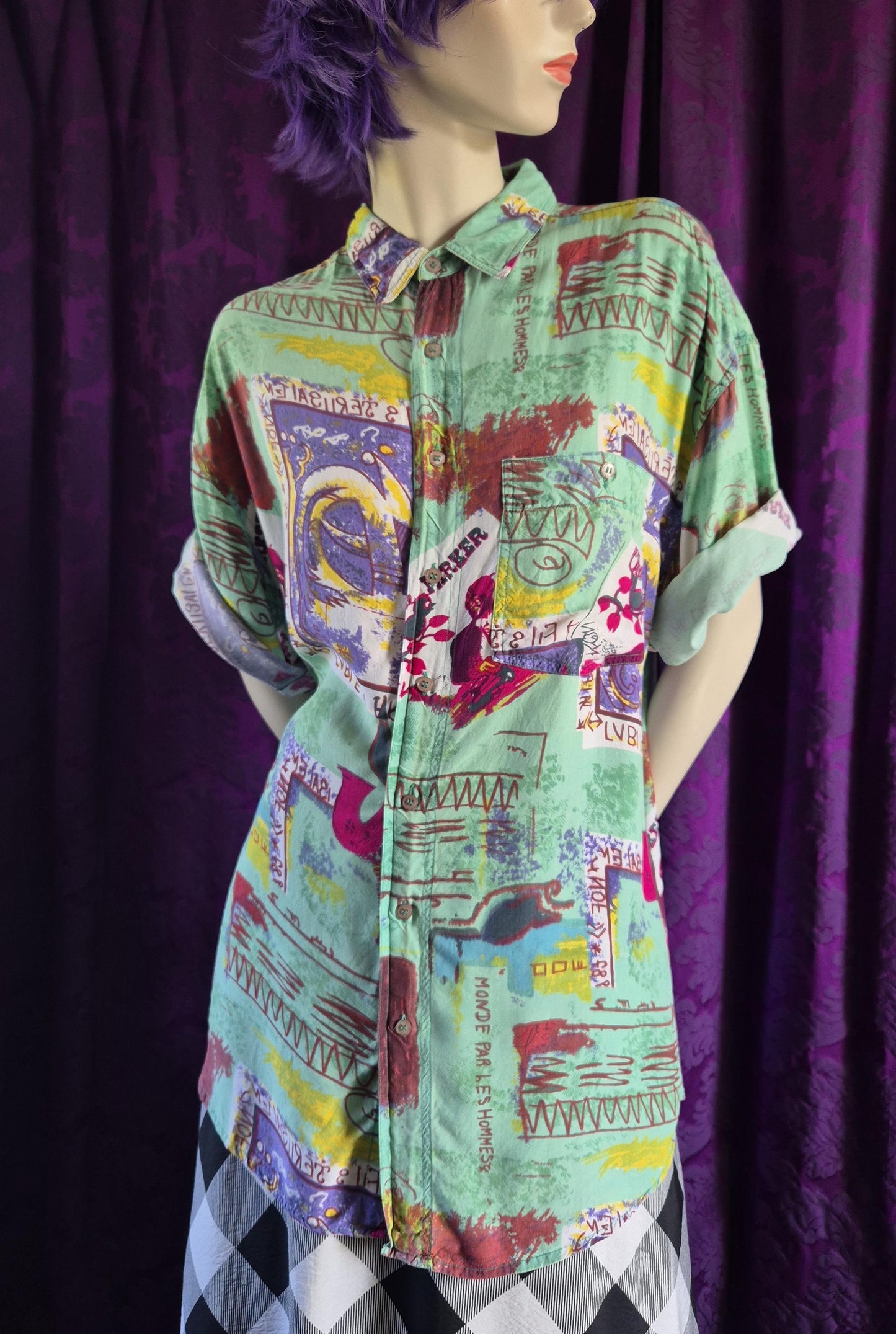 Vintage 1990s Charlie Parker Art Print Summer Shirt