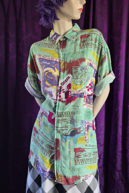 Vintage 1990s Charlie Parker Art Print Summer Shirt