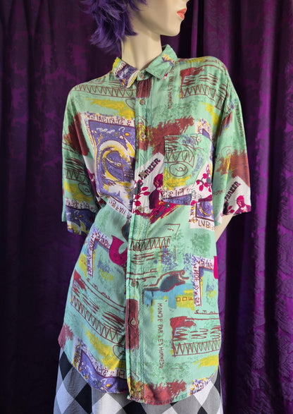 Vintage 1990s Charlie Parker Art Print Summer Shirt