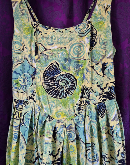 Vintage 1990s Shell Motif Batik Print Sundress