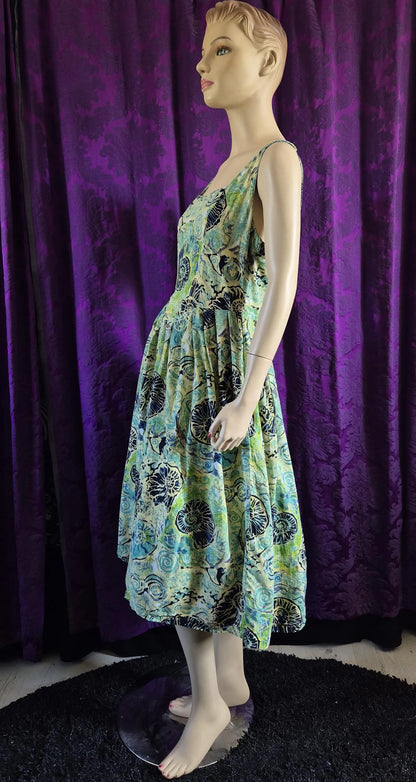 Vintage 1990s Shell Motif Batik Print Sundress