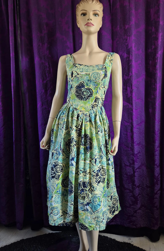 Vintage 1990s Shell Motif Batik Print Sundress