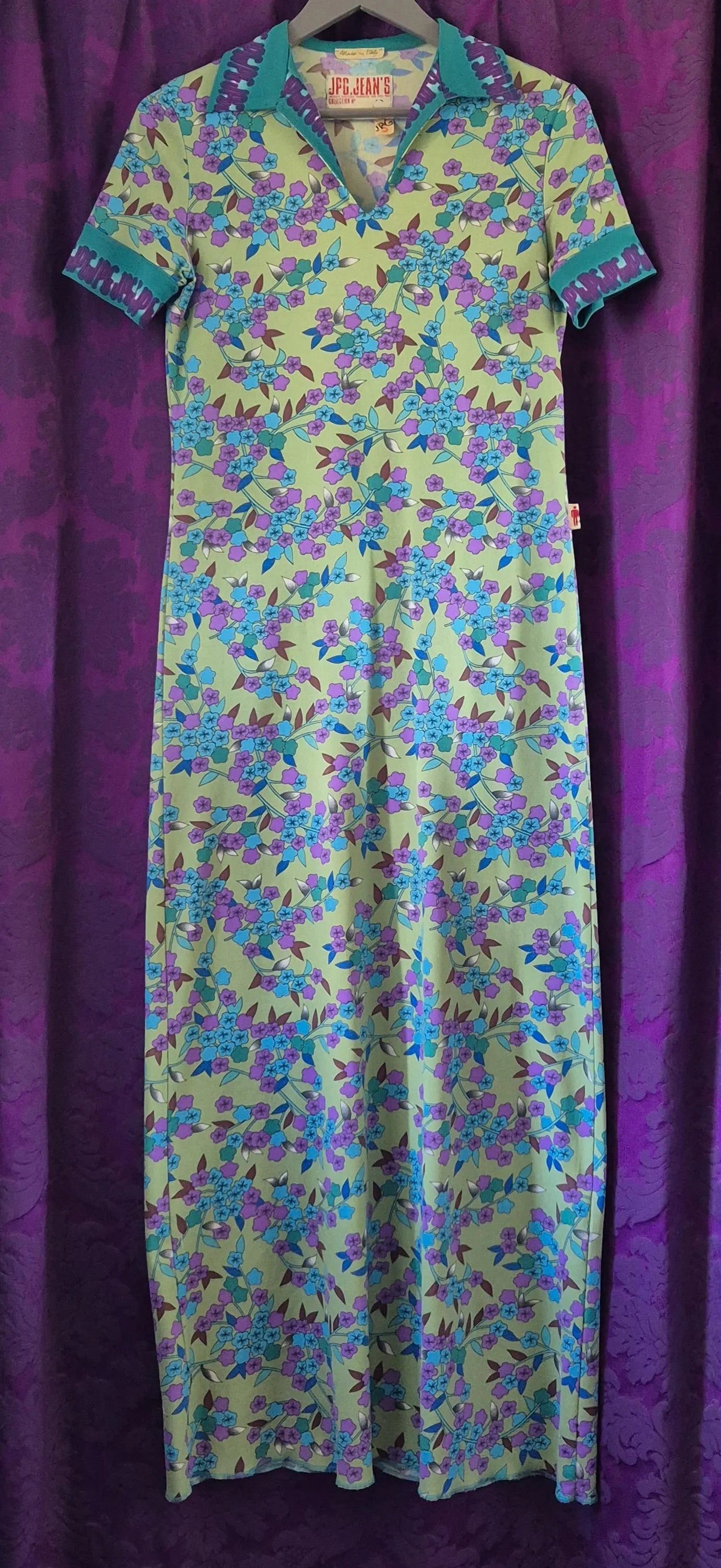 JPG Jean's by Jean Paul Gaultier Floral Print Maxi Polo Shirt Dress