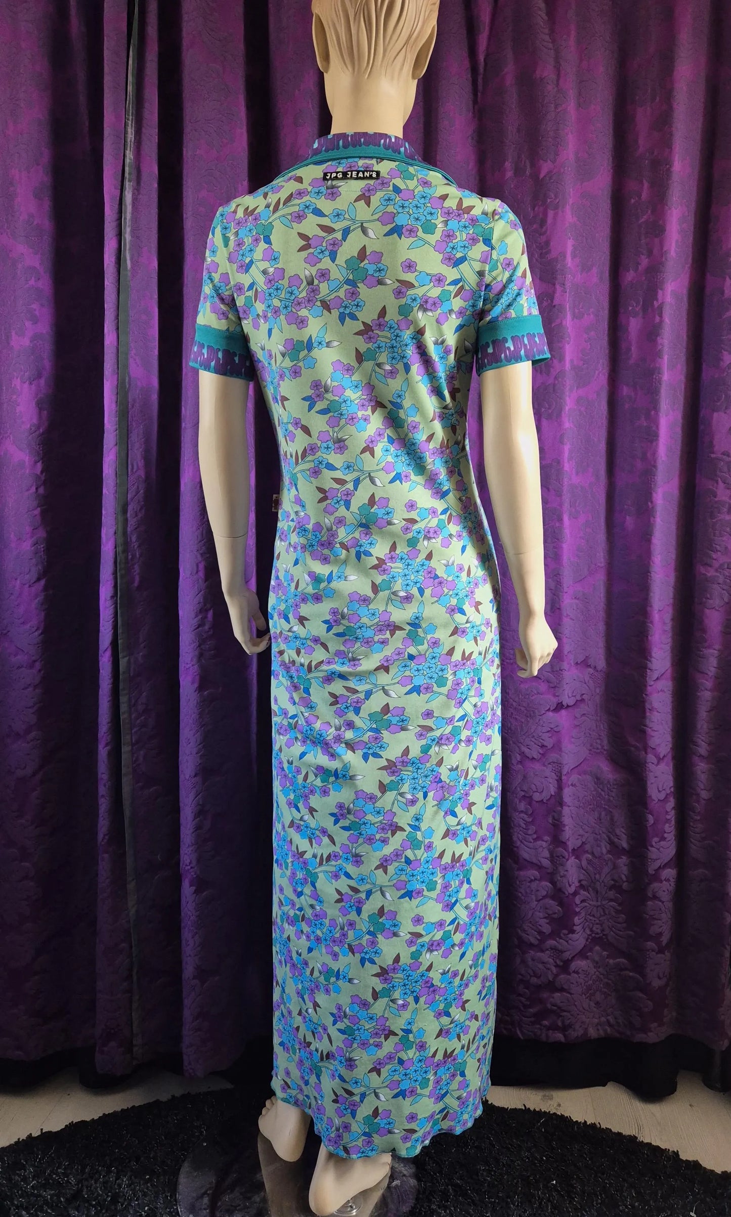 JPG Jean's by Jean Paul Gaultier Floral Print Maxi Polo Shirt Dress
