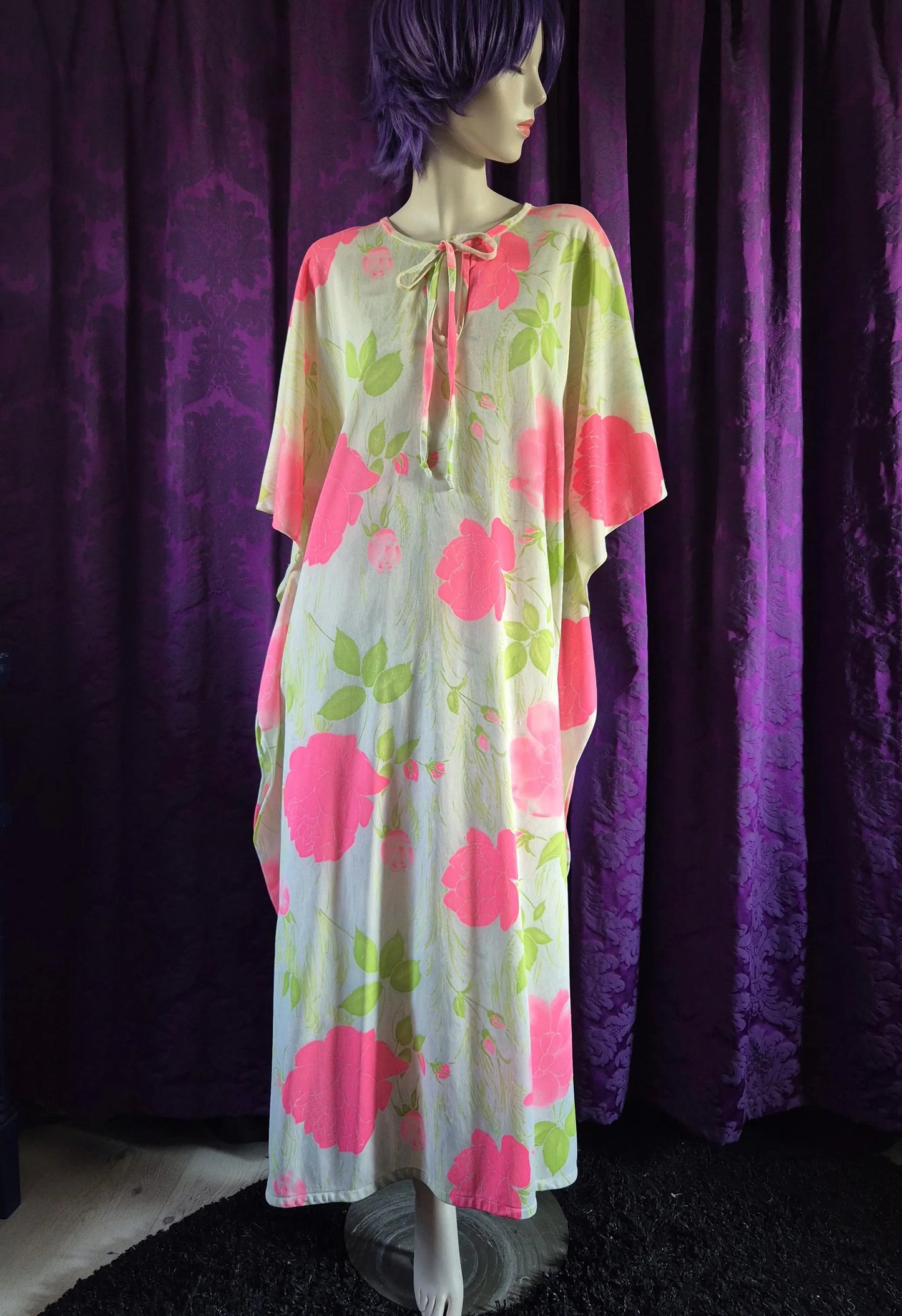 Neon Floral 1960s Caftan by Butterfield 8