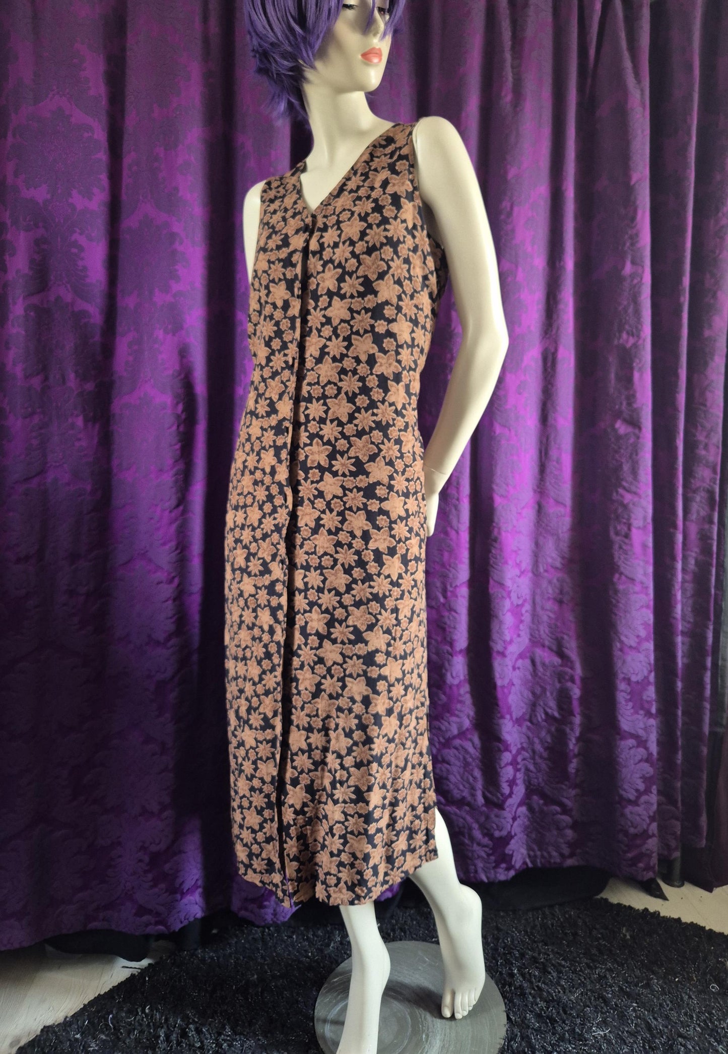 Vintage LIBERTY of London Leaf Print Rayon Tunic Dress