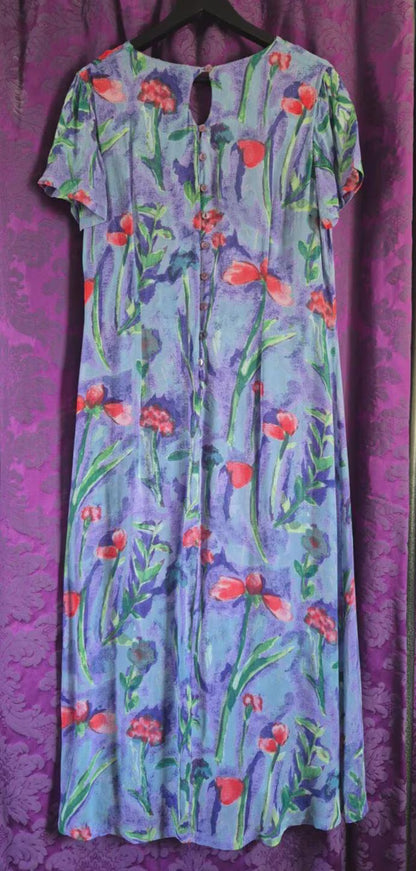 Vintage 1990s Monsoon Crepe Layered Floral Dress