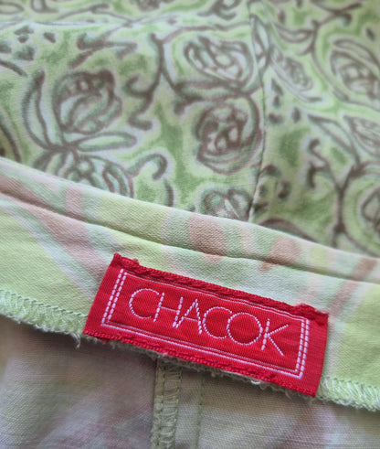 Chacok 1980s Pale Green Floral Dress
