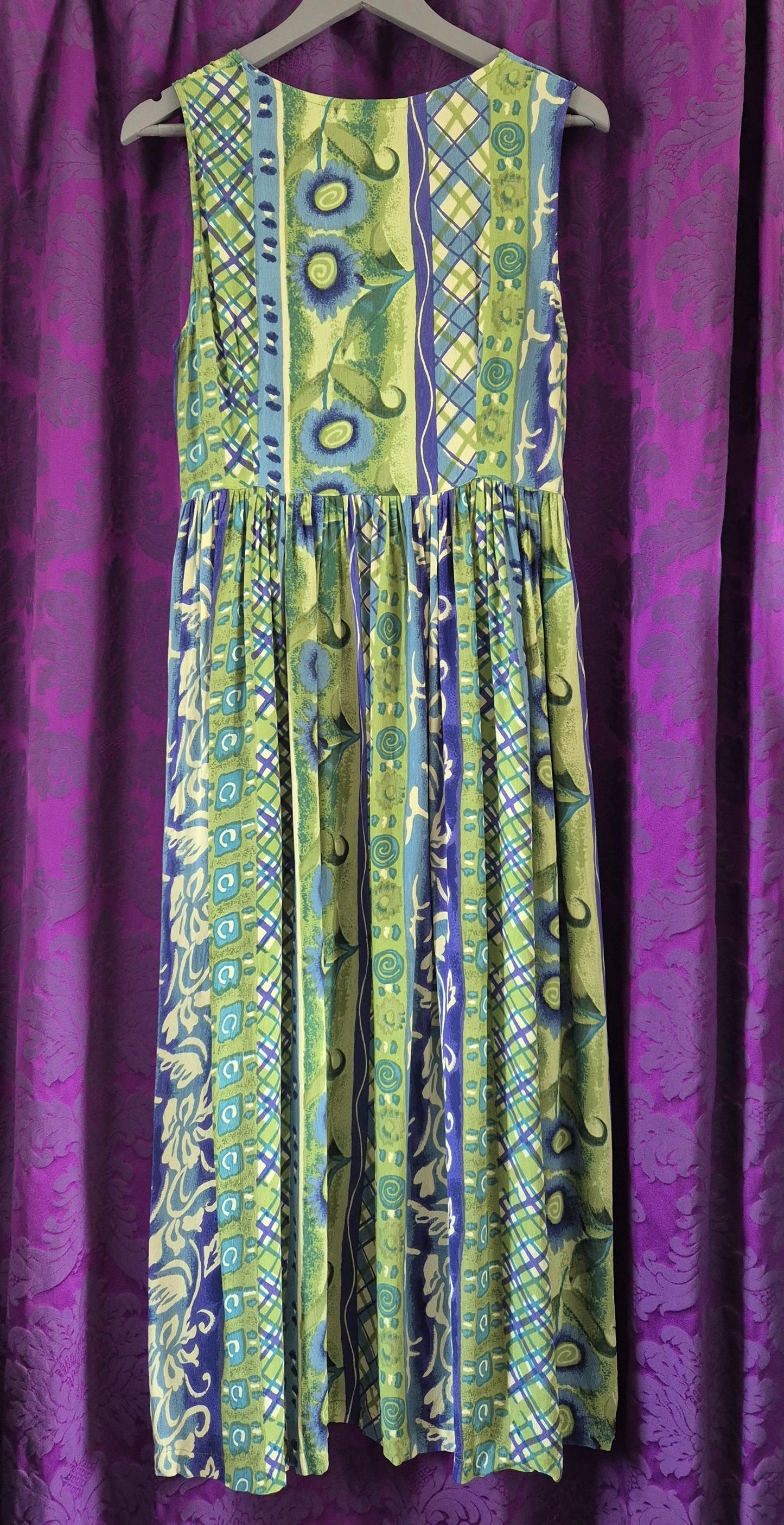 Vintage 1990s Art Print Crepe Sundress