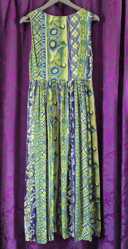 Vintage 1990s Art Print Crepe Sundress