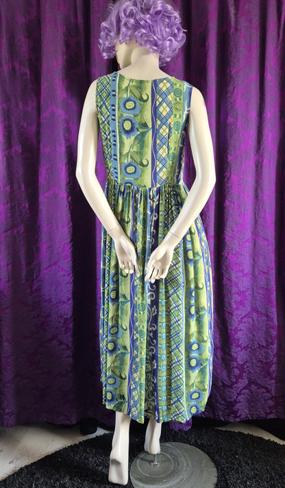 Vintage 1990s Art Print Crepe Sundress
