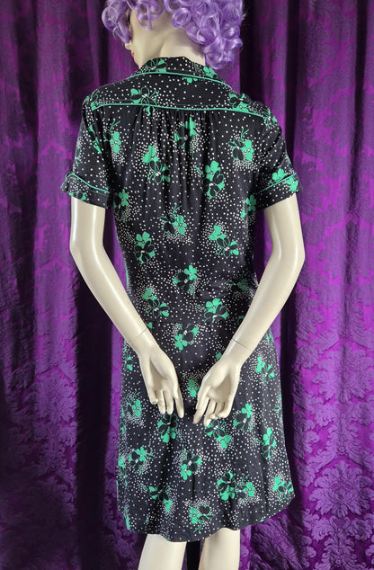 Vintage 1970s Clover Print Jersey Blouse & Skirt Set