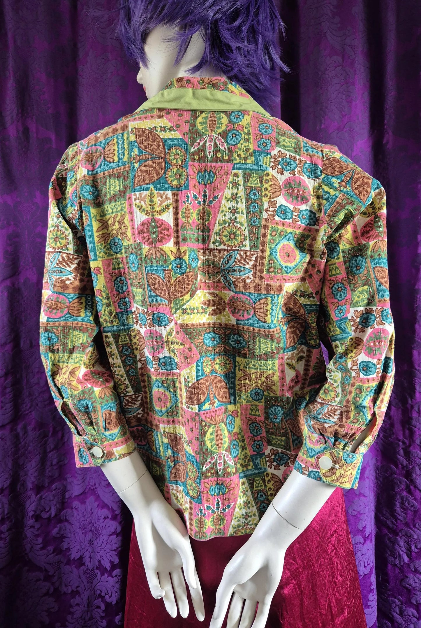 Vintage 1970s Handmade Folk Print Cotton Jacket