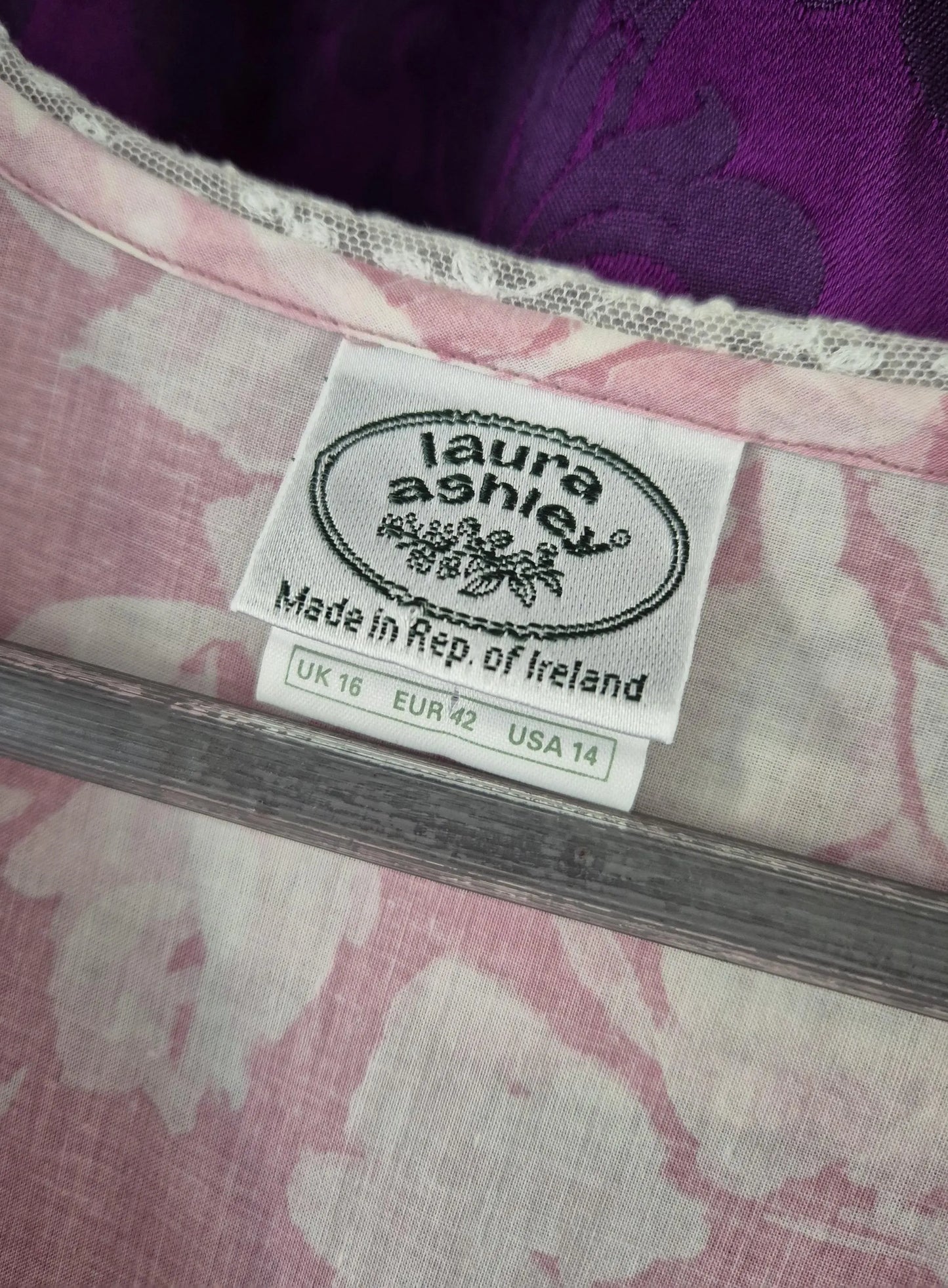 Laura Ashley Pink Floral Sailor Collar Cotton Dress