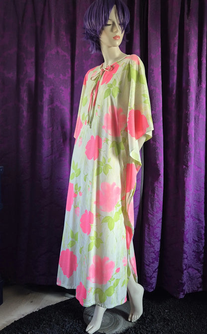 Neon Floral 1960s Caftan by Butterfield 8