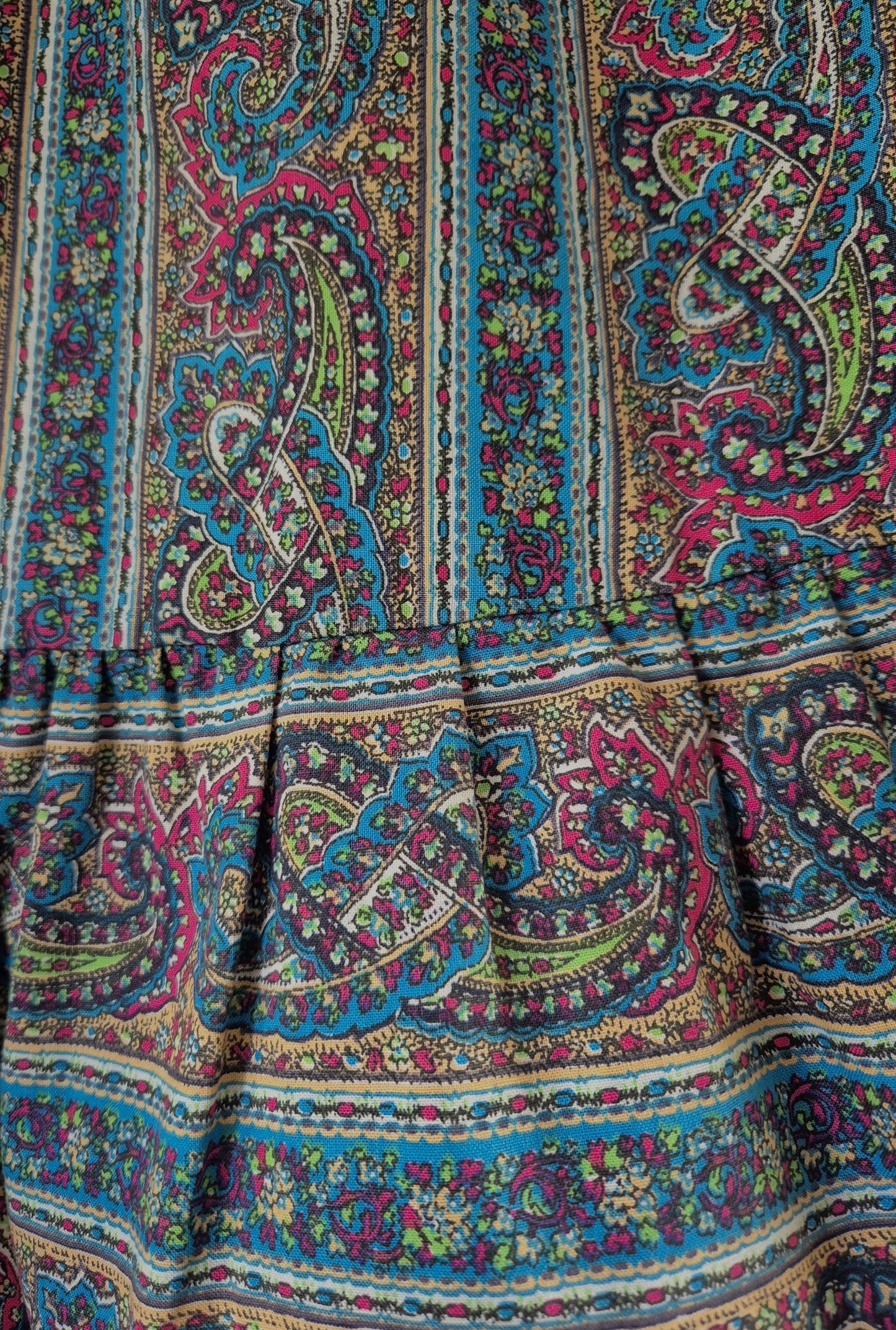 Vintage Paisley Ruffled Cotton Wrap Skirt