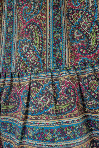 Vintage Paisley Ruffled Cotton Wrap Skirt