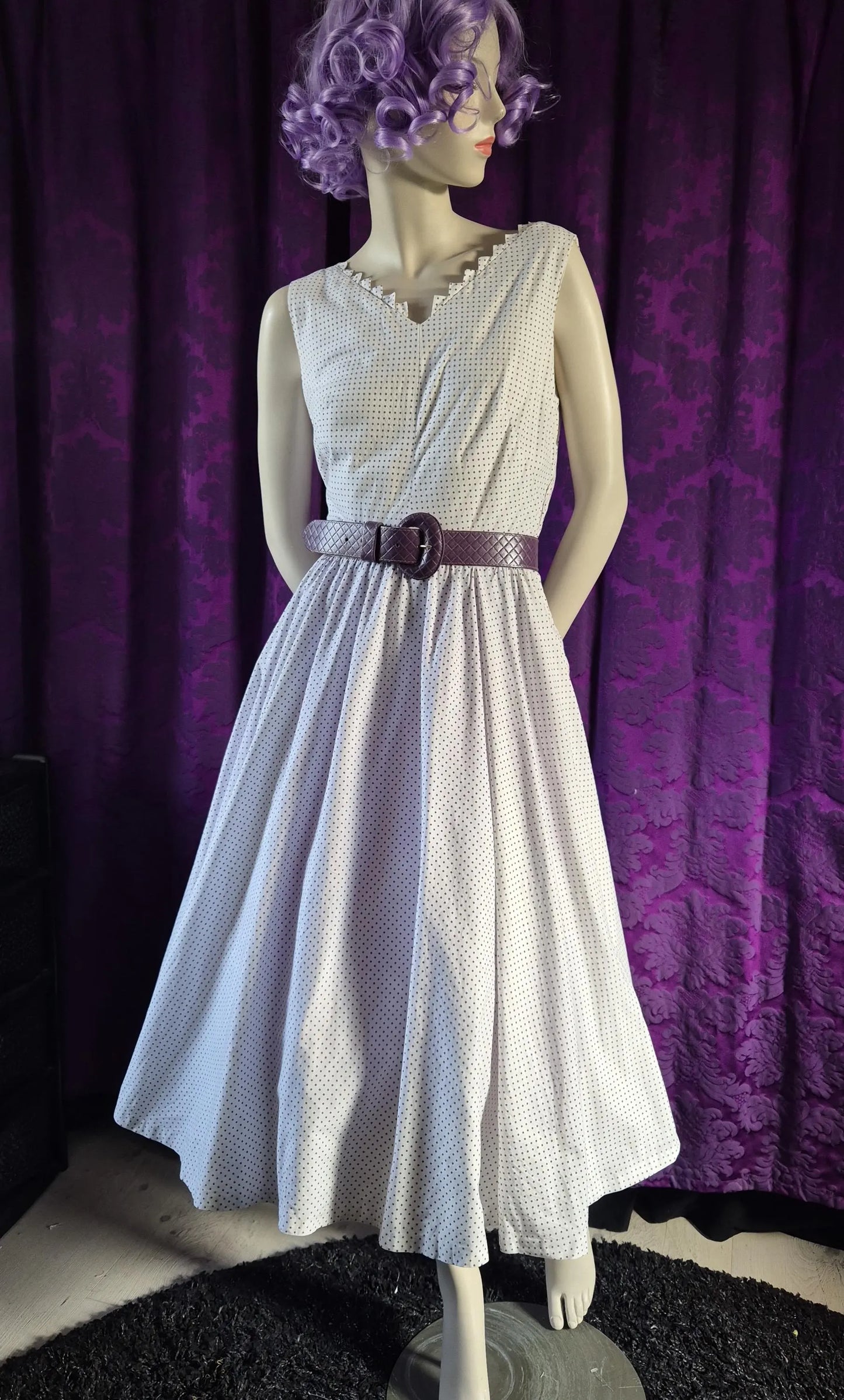Cotton Spotted 1950s Circle Skirt Dress