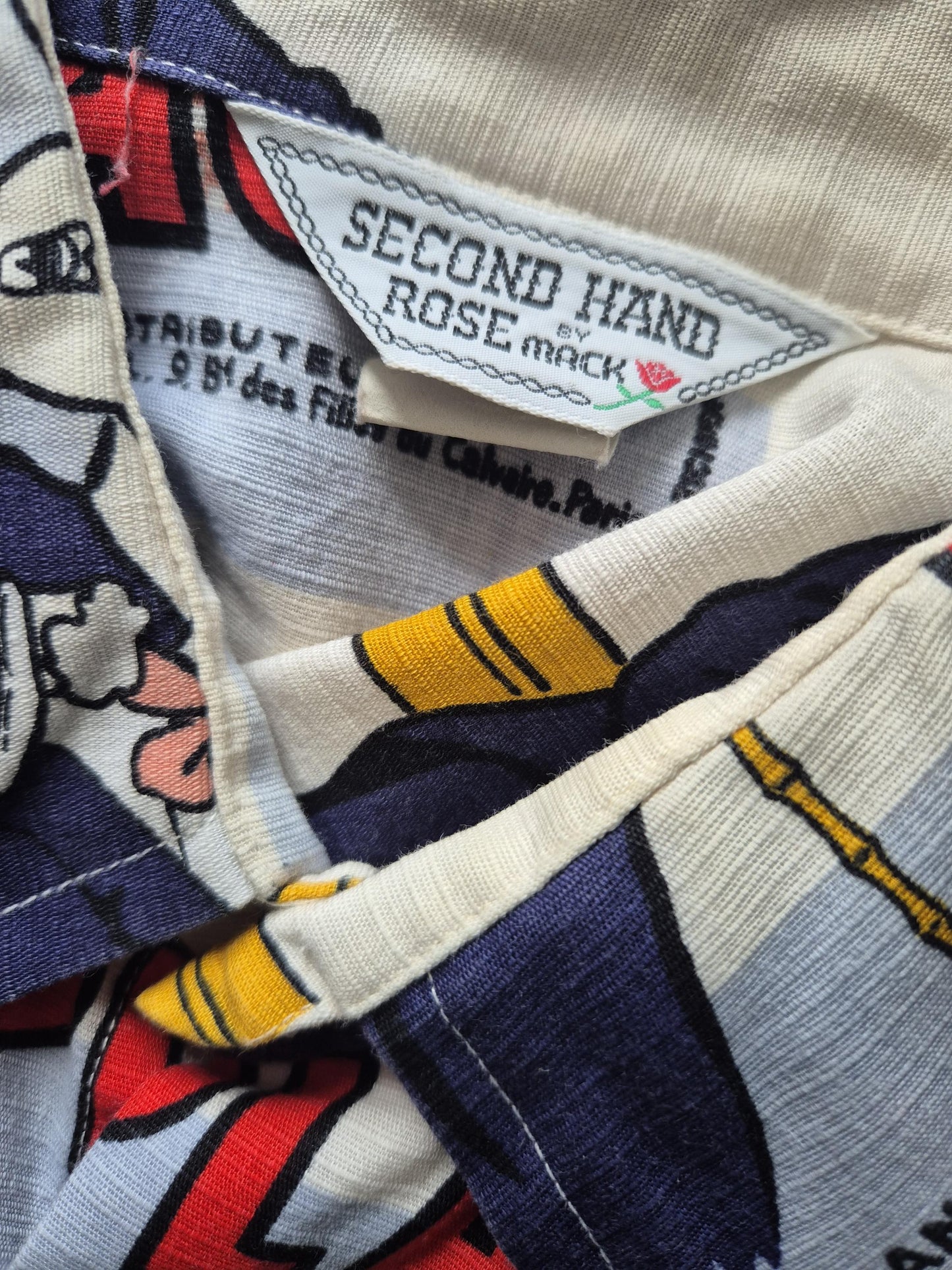 Vintage 1970s Charlie Chaplin On the Beach French Poster Shirt by Secondhand Rose