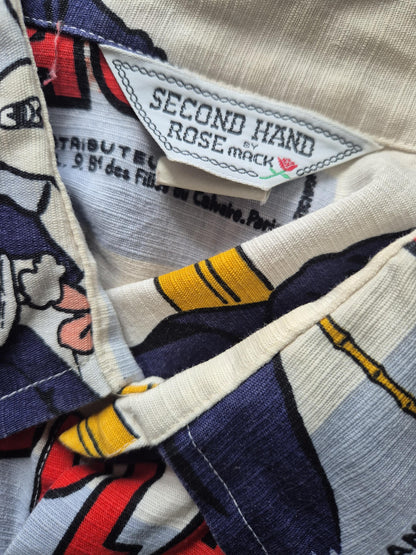 Vintage 1970s Charlie Chaplin On the Beach French Poster Shirt by Secondhand Rose