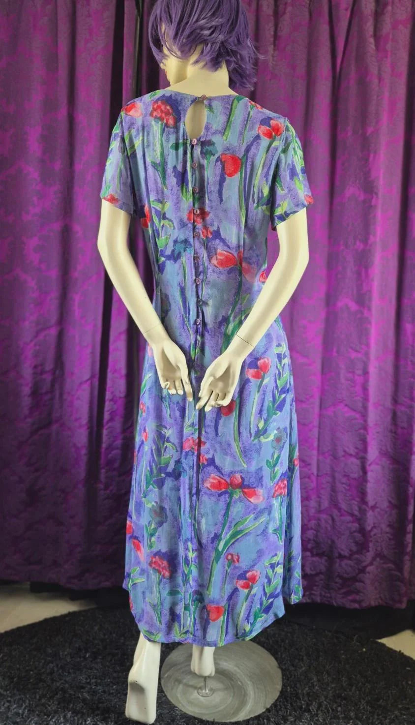 Vintage 1990s Monsoon Crepe Layered Floral Dress
