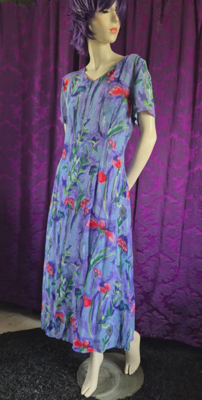 Vintage 1990s Monsoon Crepe Layered Floral Dress