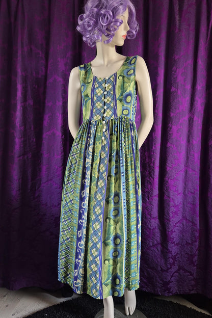 Vintage 1990s Art Print Crepe Sundress