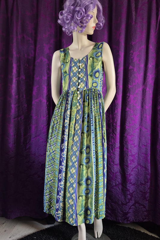 Vintage 1990s Art Print Crepe Sundress