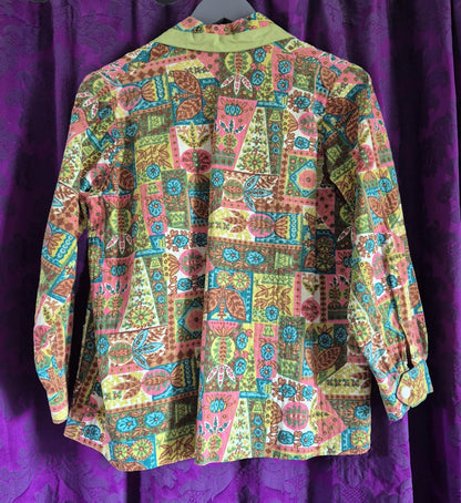 Vintage 1970s Handmade Folk Print Cotton Jacket